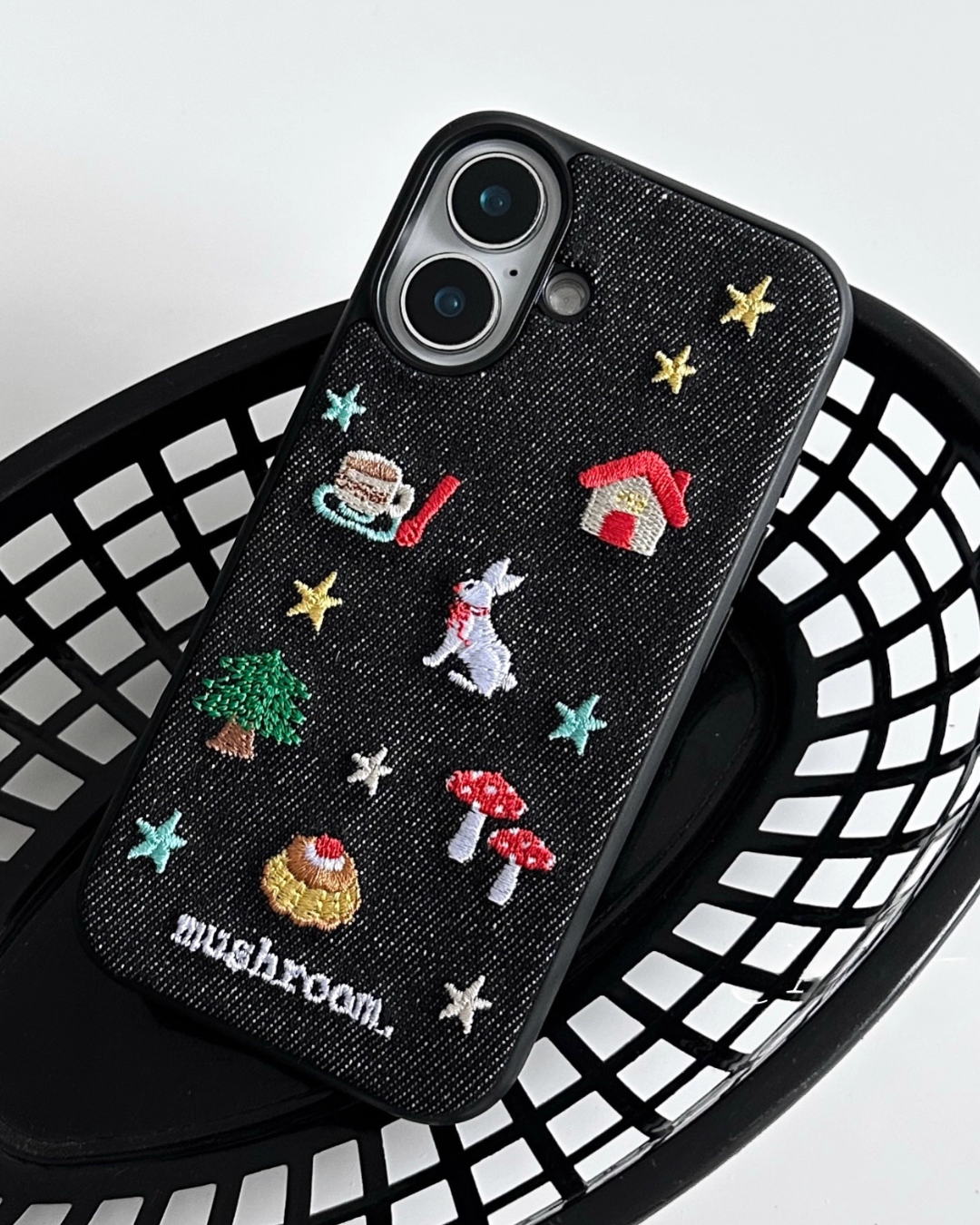 christmas embroidery jeans iphone case