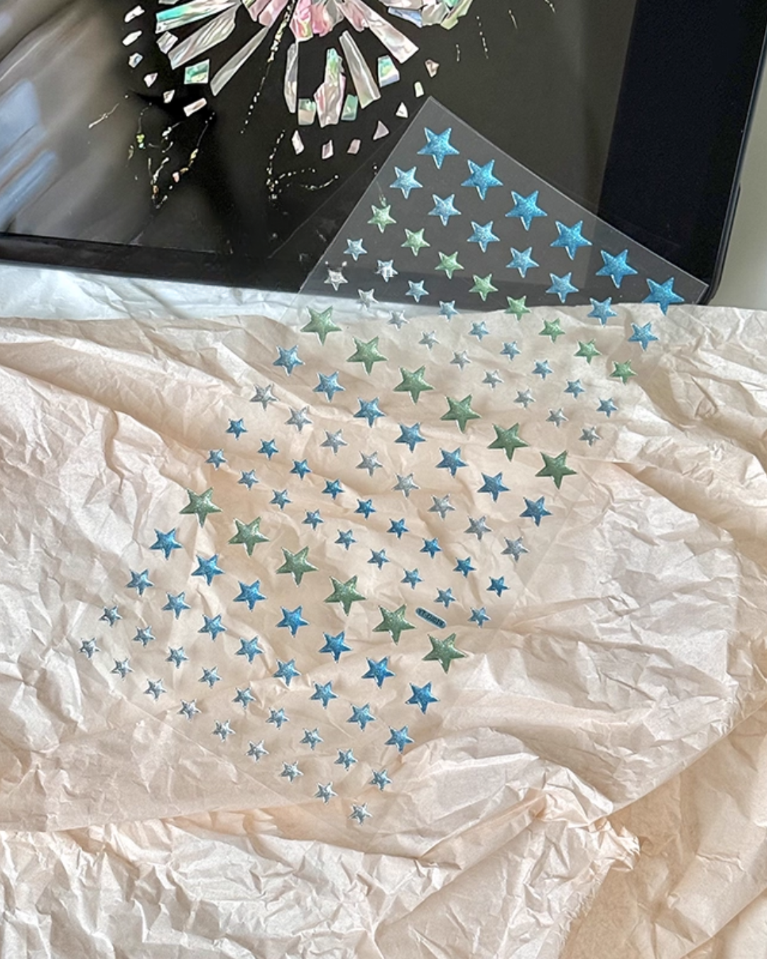 glitter heart and star stickers