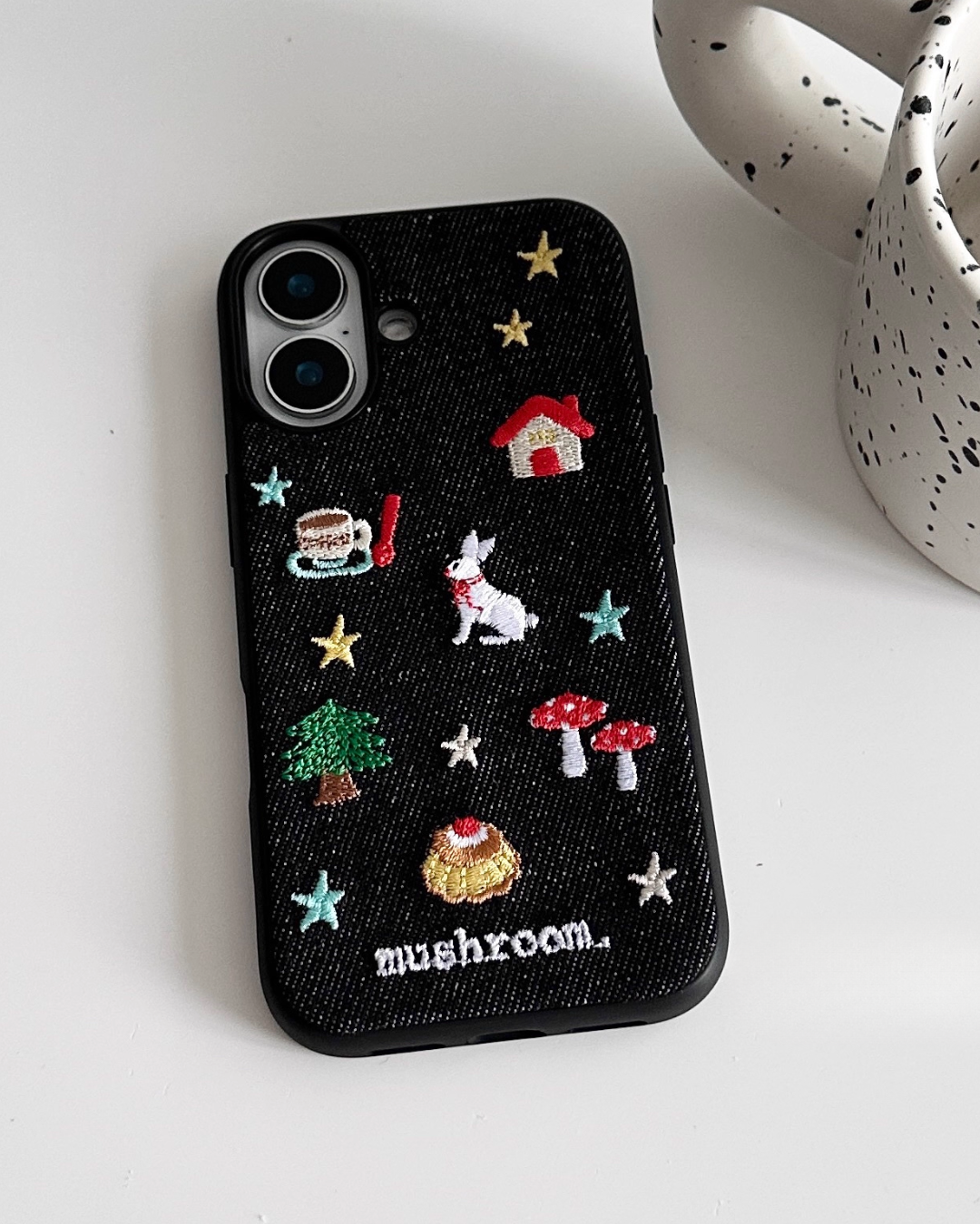 christmas embroidery jeans iphone case