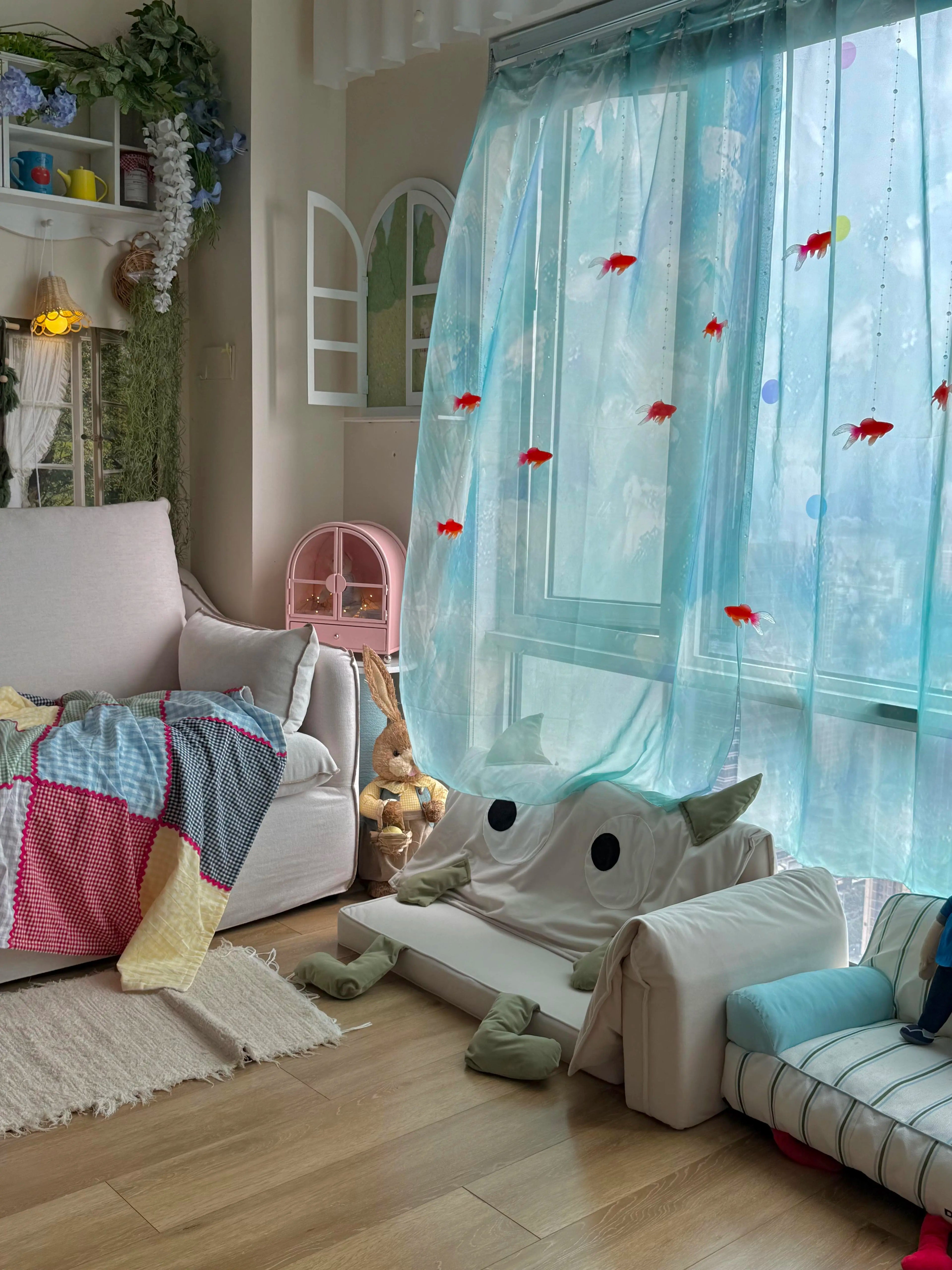 swimming goldfish curtain