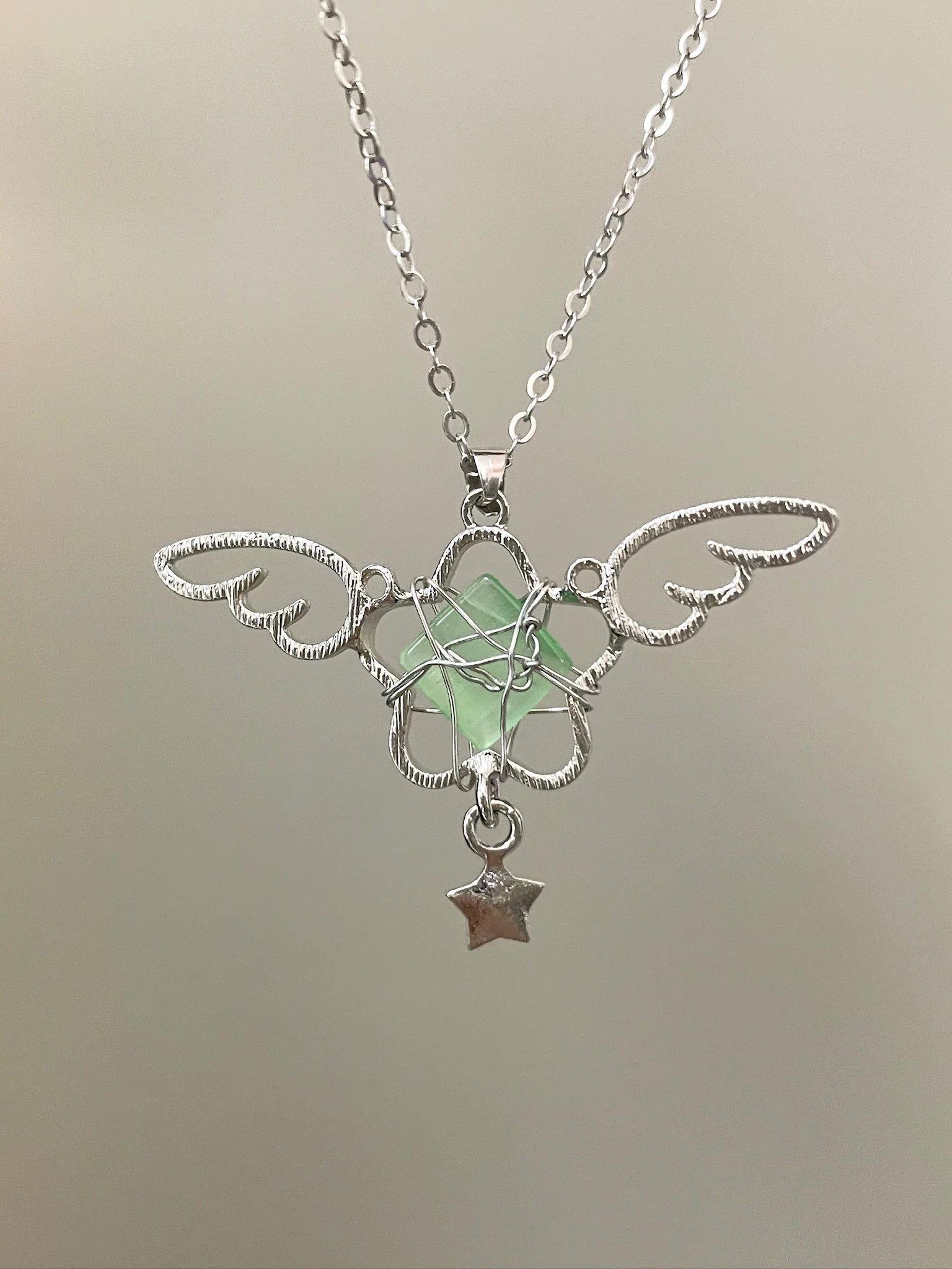 angel wing crystal necklace