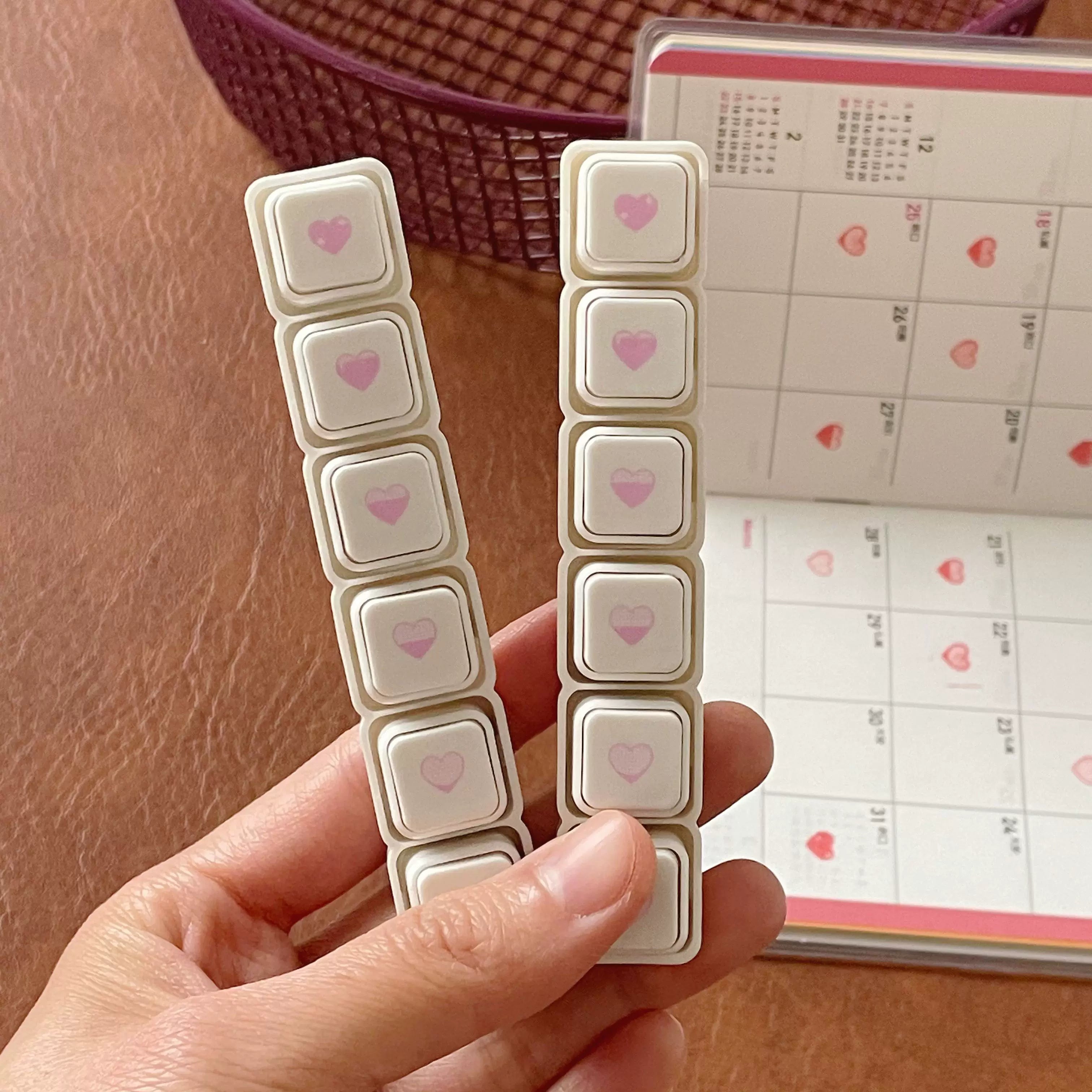 pink heart stamp set