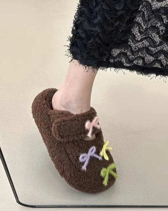 ribbon sherpa slippers