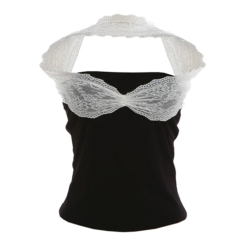 lace halter bandeau top