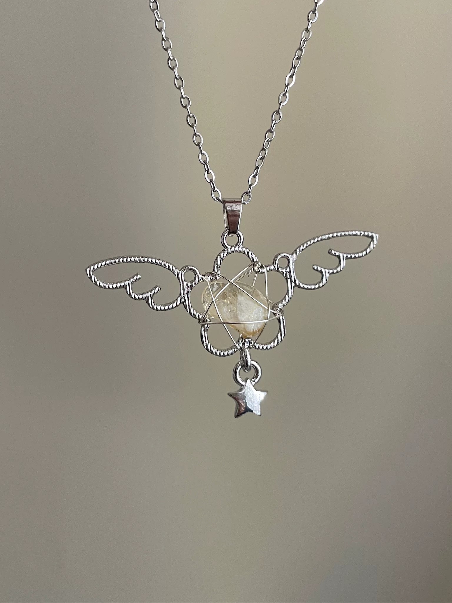 angel wing crystal necklace