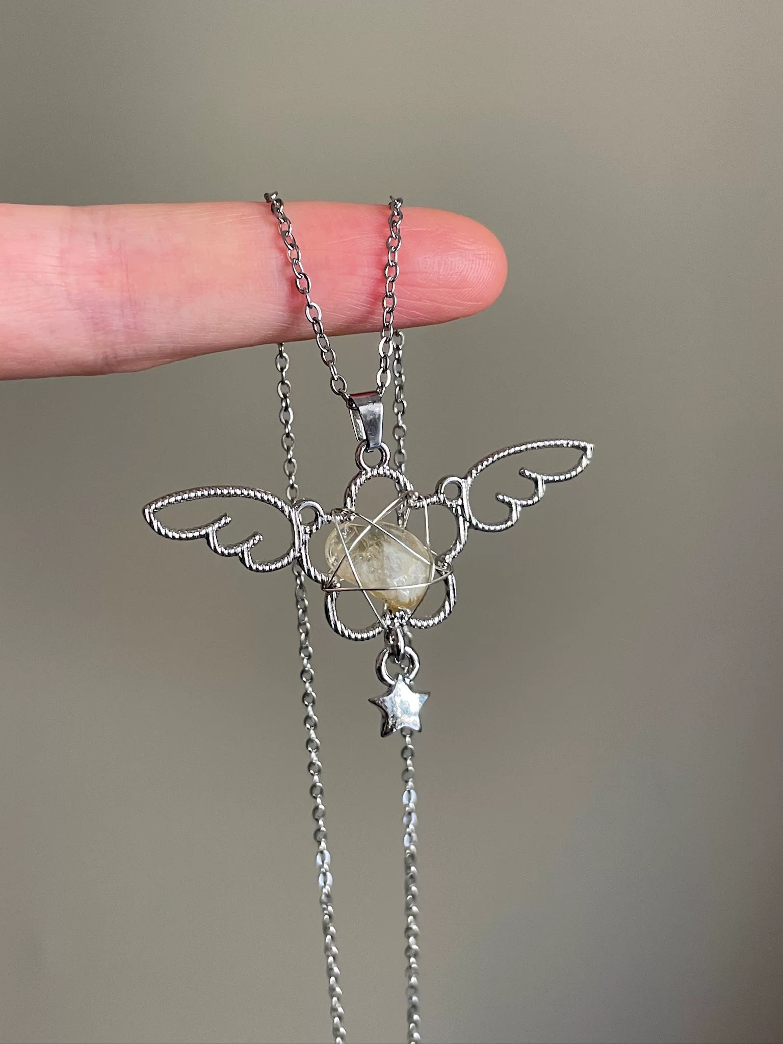 angel wing crystal necklace