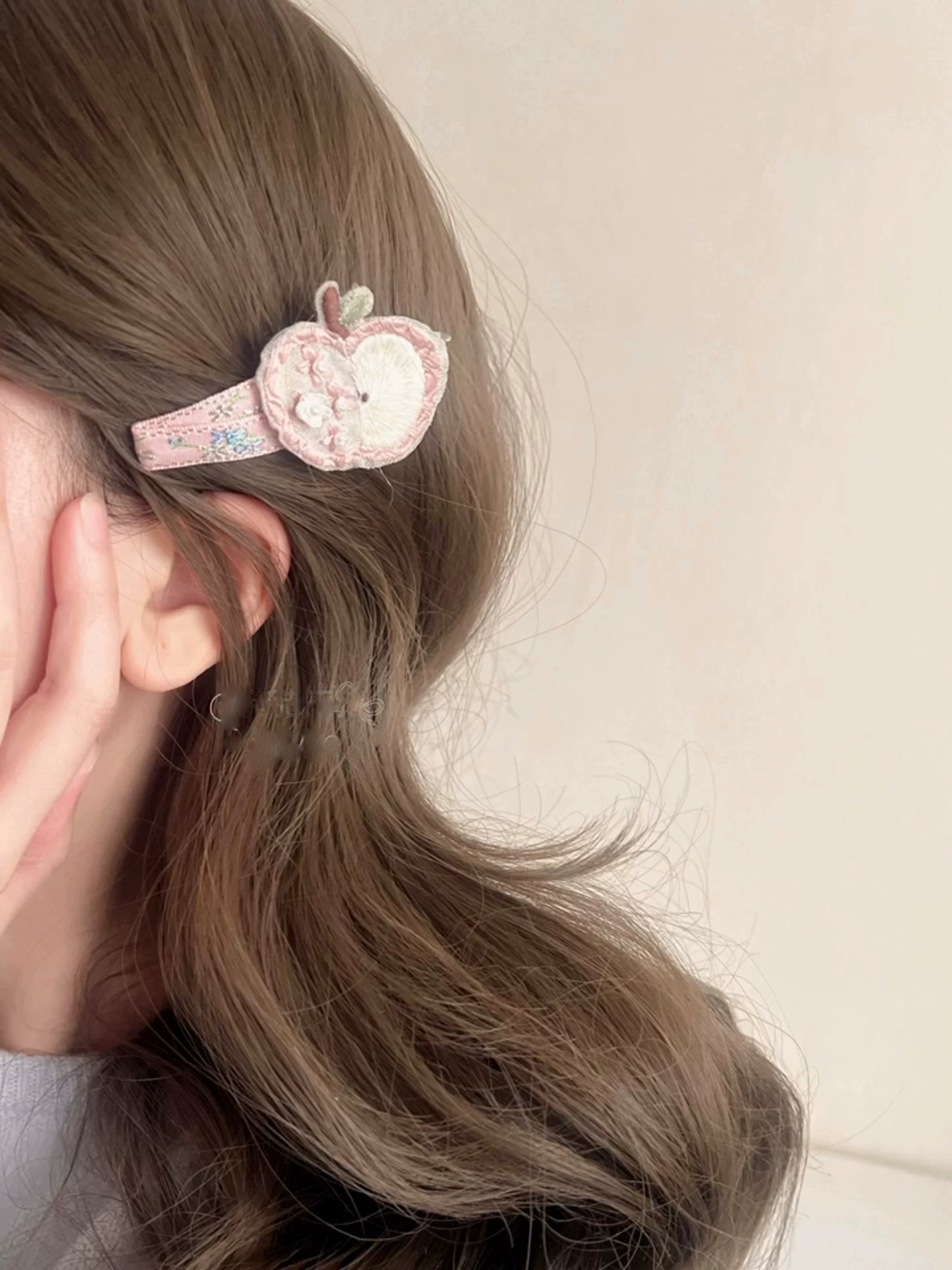 apple & pear hair clip