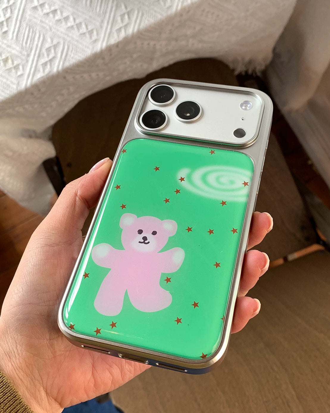 green teddy phone case