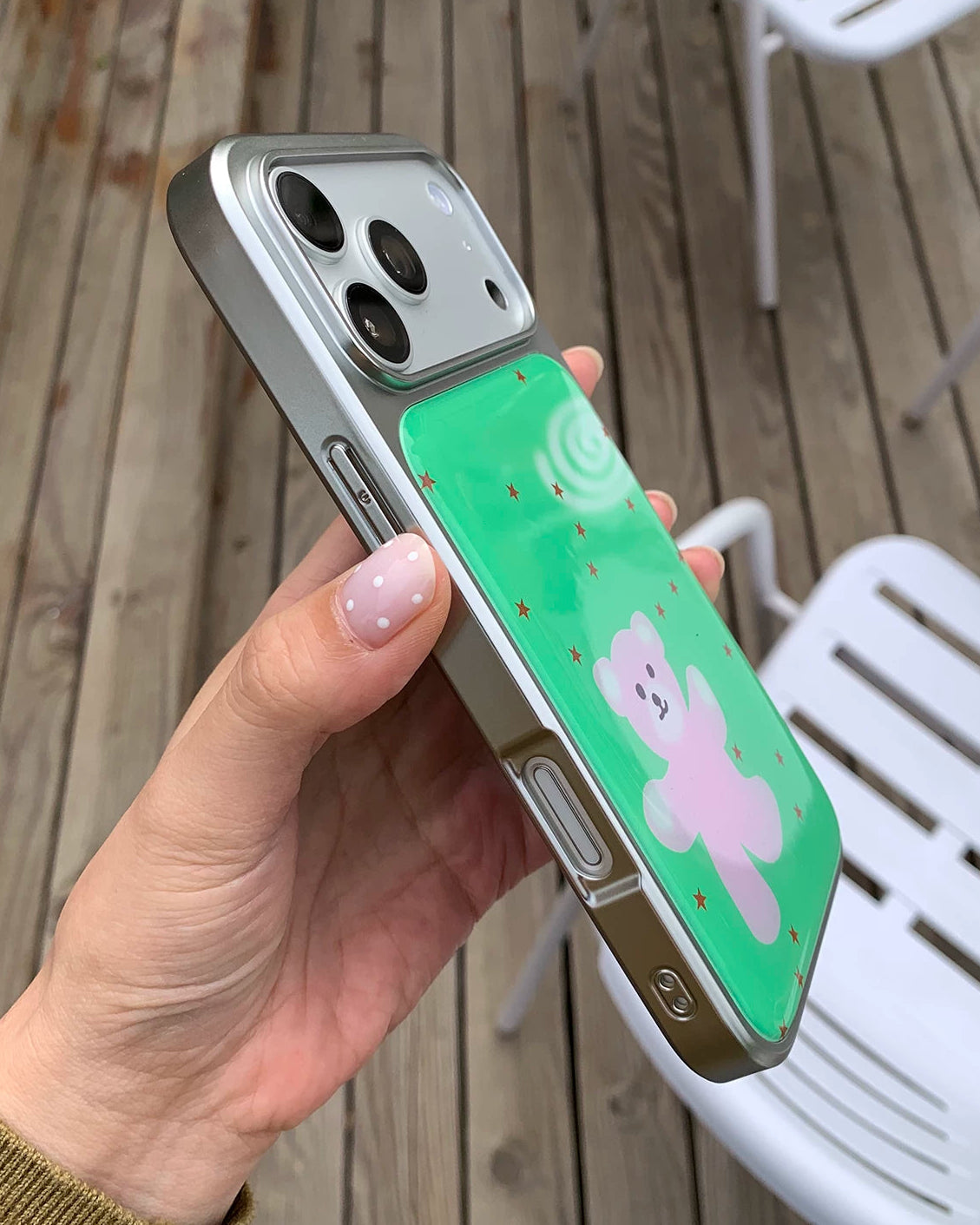 green teddy phone case