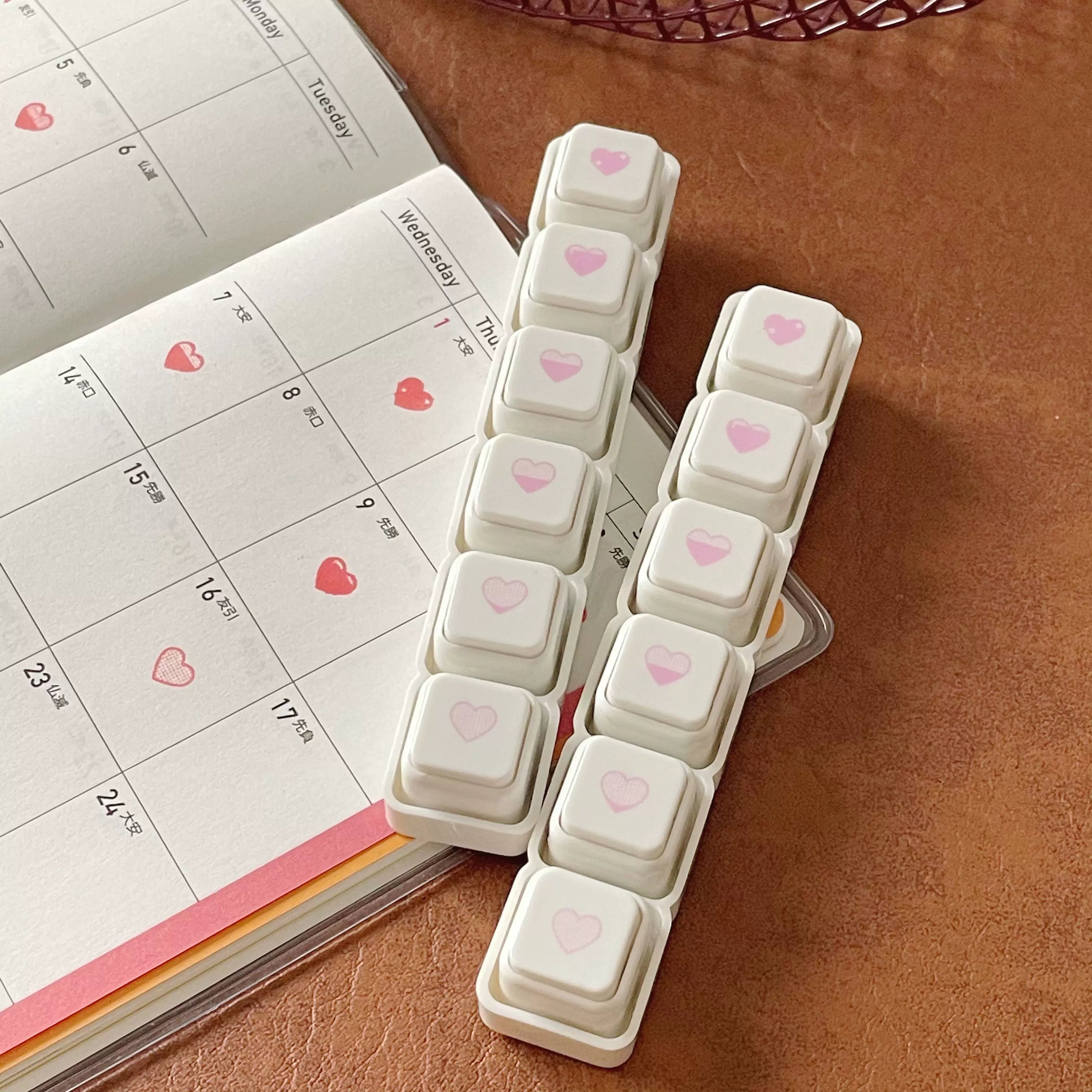 pink heart stamp set