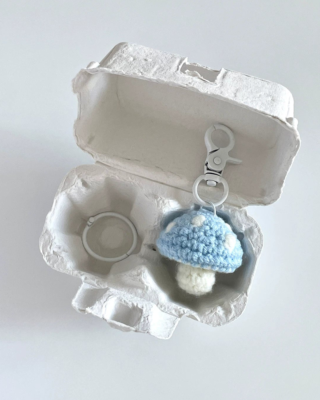 crochet mushroom keychain