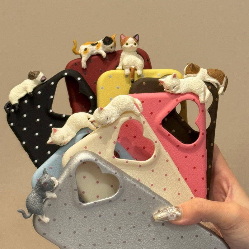 sleeping cat polka phone case