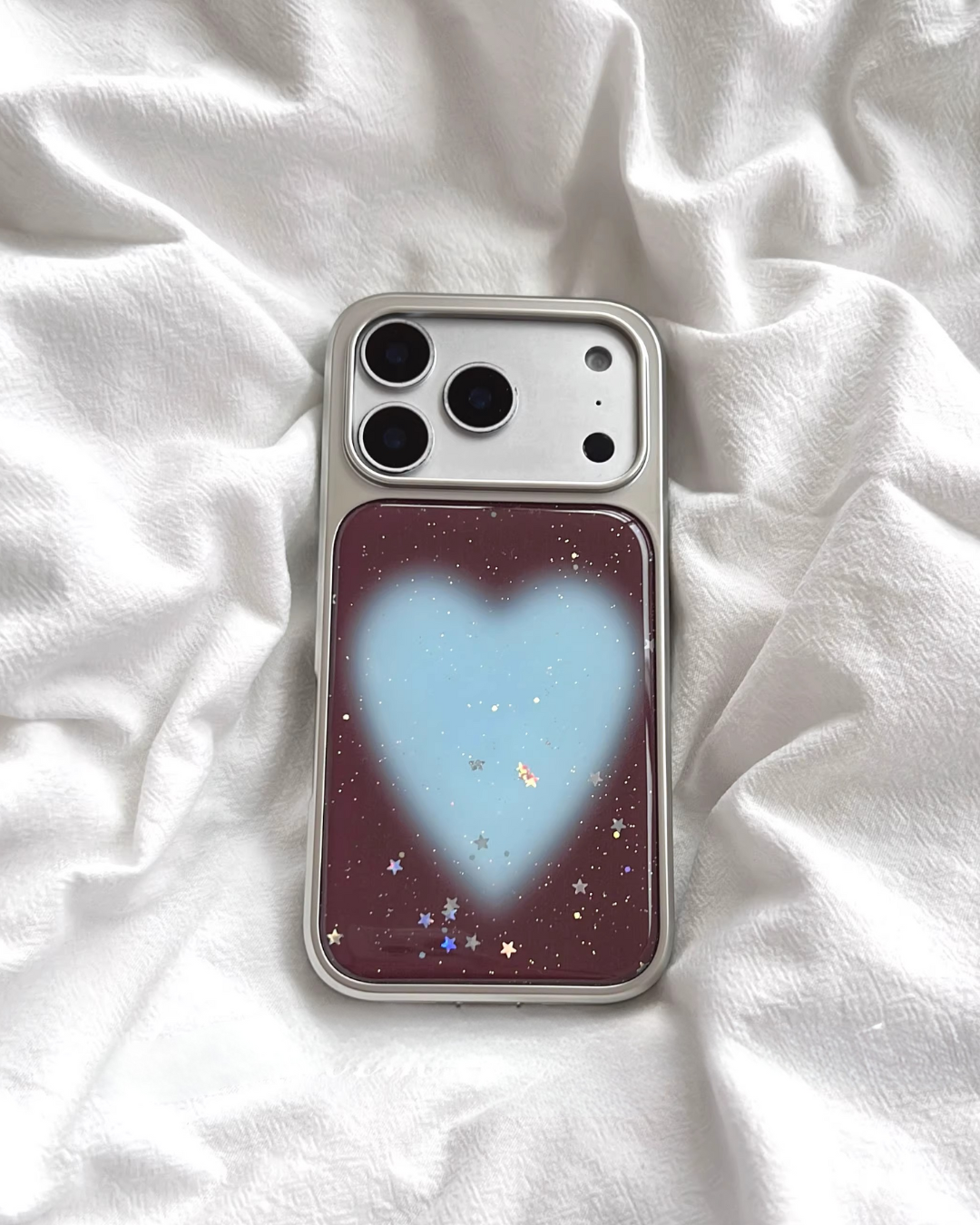 blue + brown heart phone case