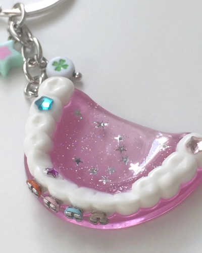 rhinestone braces star keychain