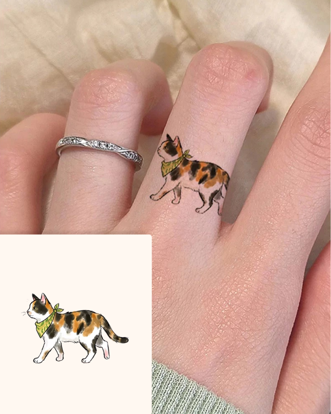 kitten finger tattoo stickers