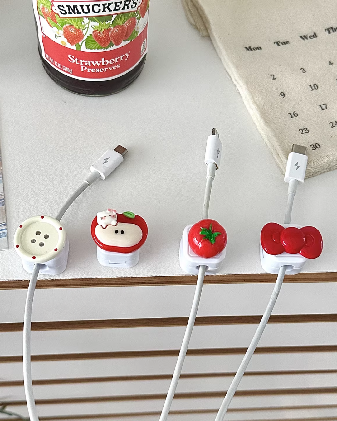 cute button cable organizer