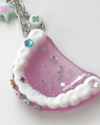rhinestone braces star keychain
