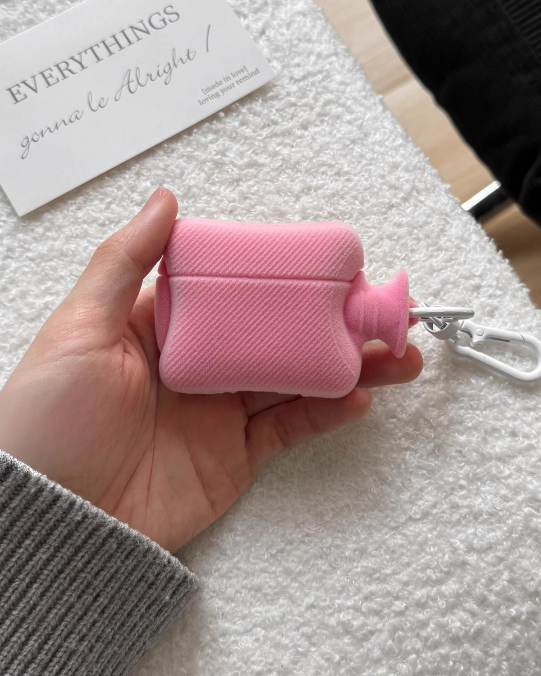 pink hot water bottle airpods case