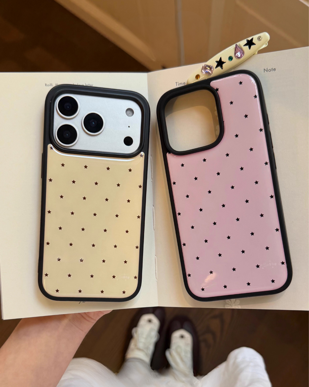 midnight confetti stars iphone case