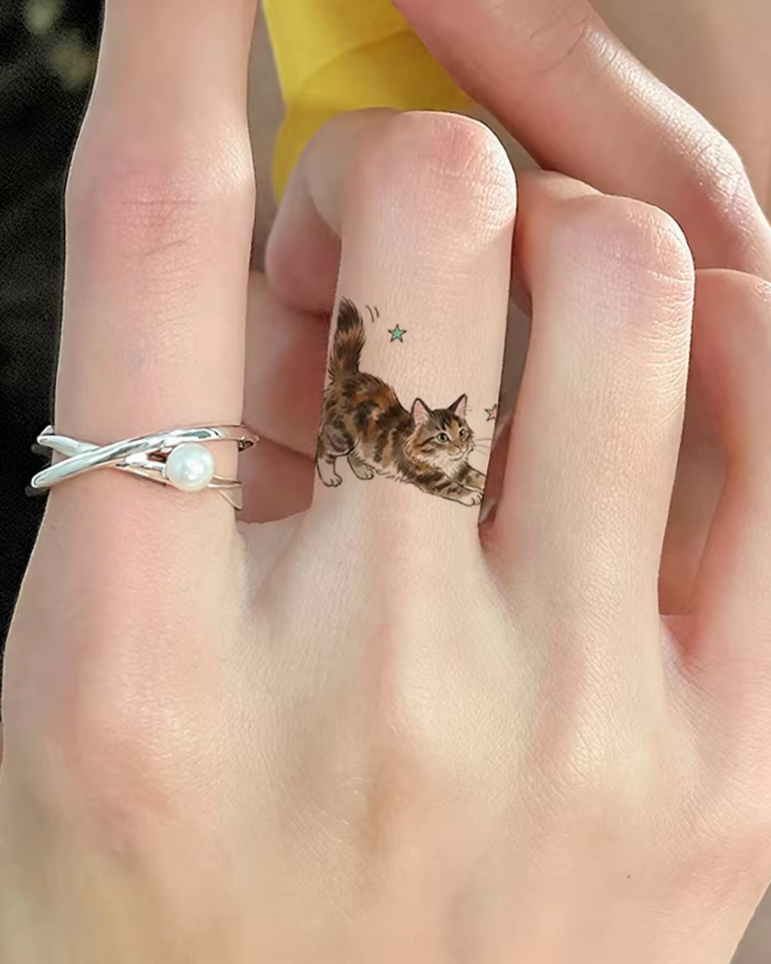 kitten finger tattoo stickers