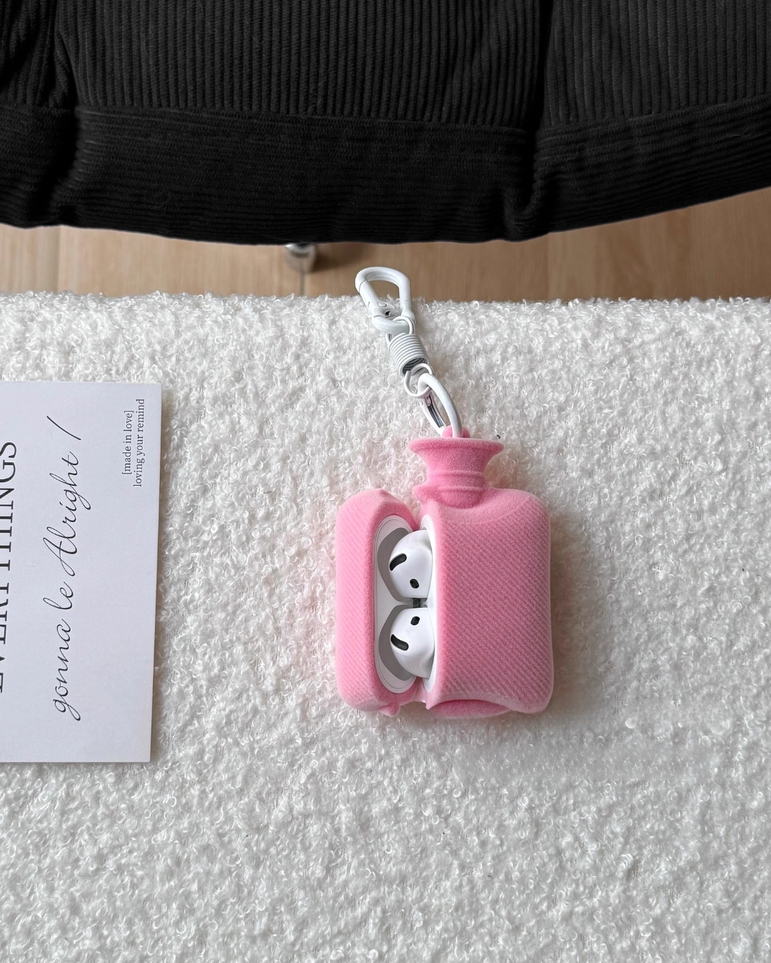 pink hot water bottle airpods case