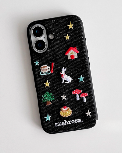 christmas embroidery jeans iphone case