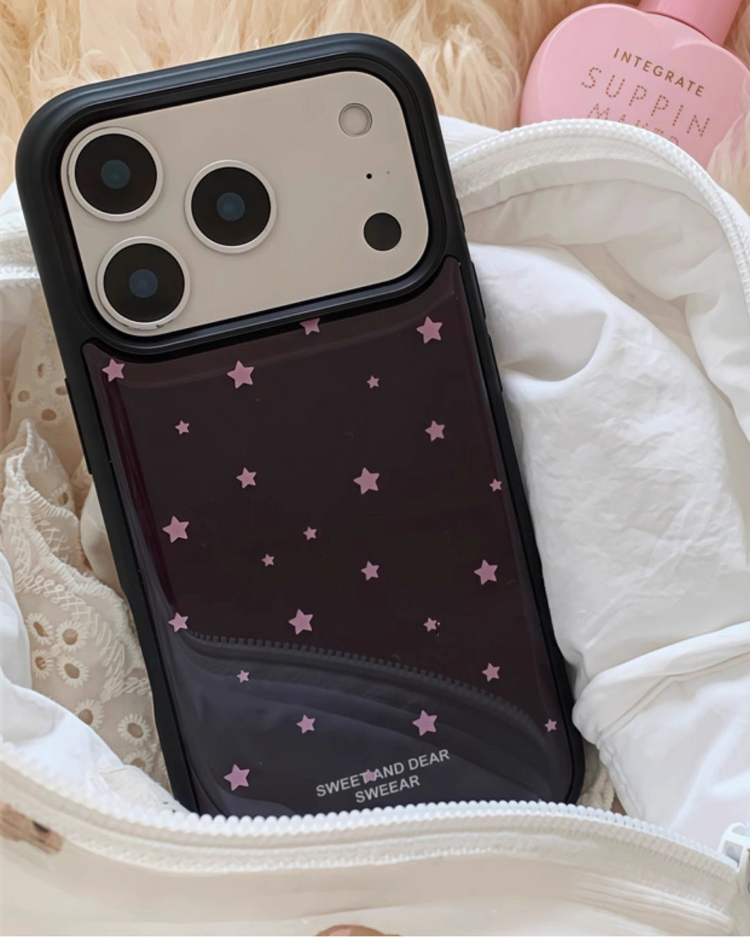 midnight confetti stars iphone case
