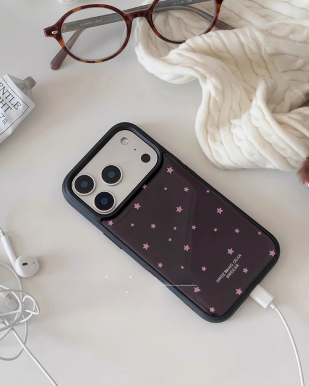 midnight confetti stars iphone case
