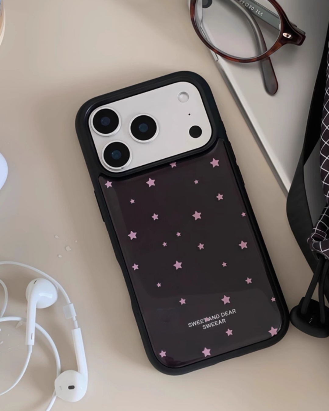 midnight confetti stars iphone case