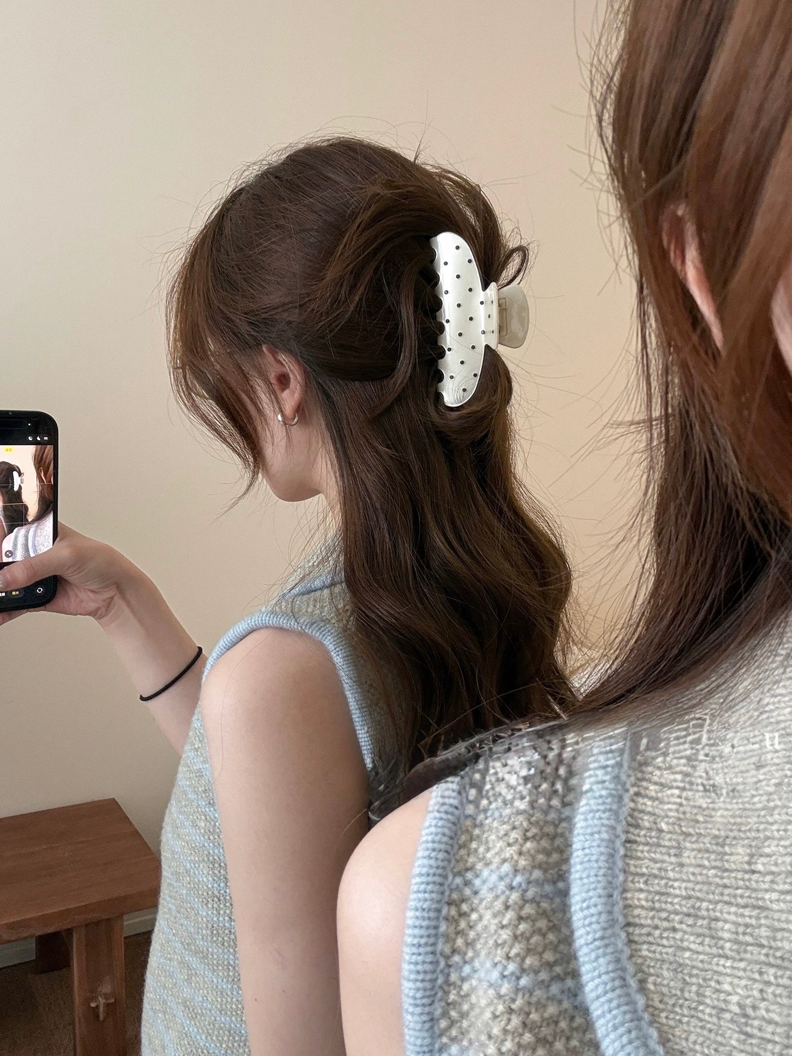 polka hair claw clip