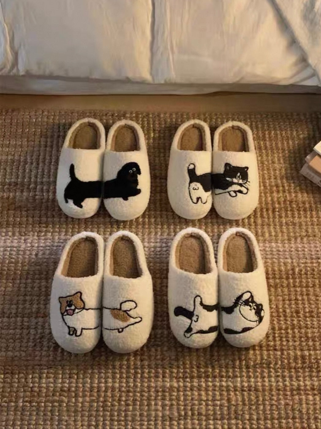 meow and woof slippers