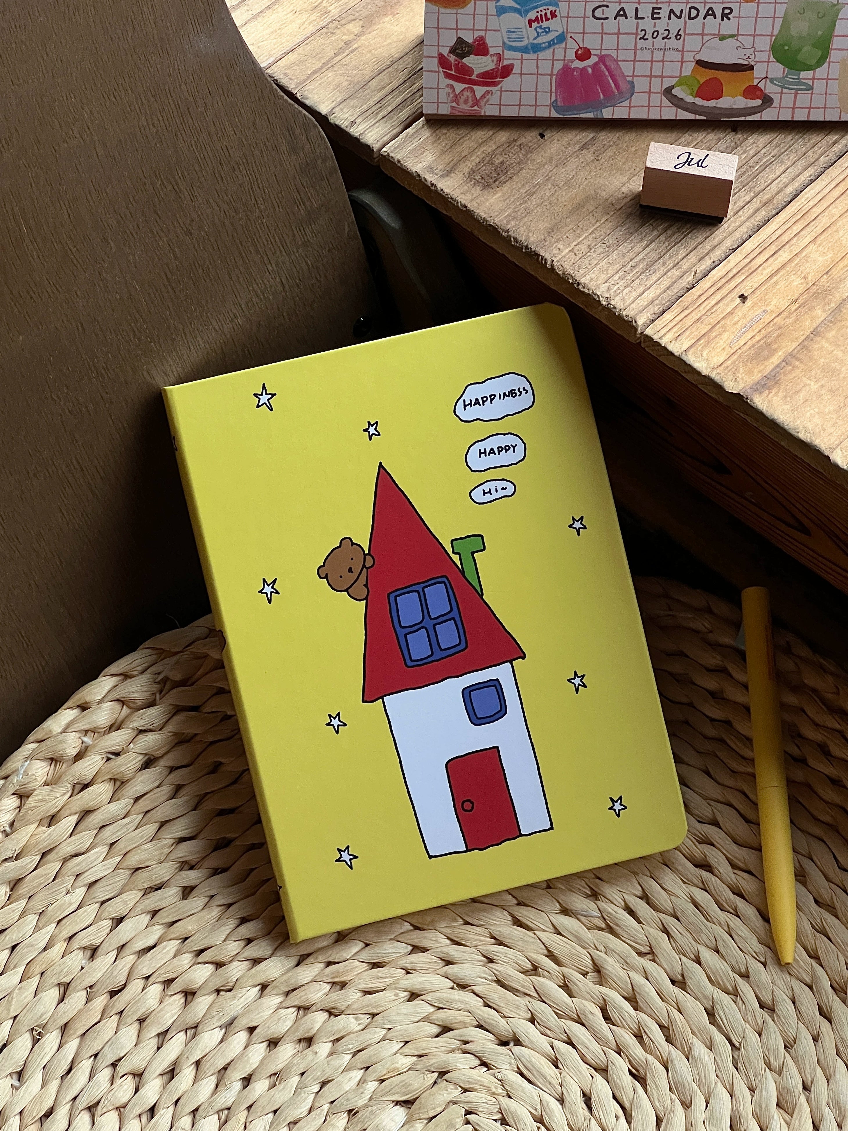 happy yellow house a5 notebook