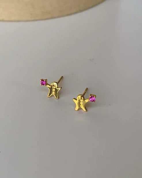 gingerbread man mini earrings