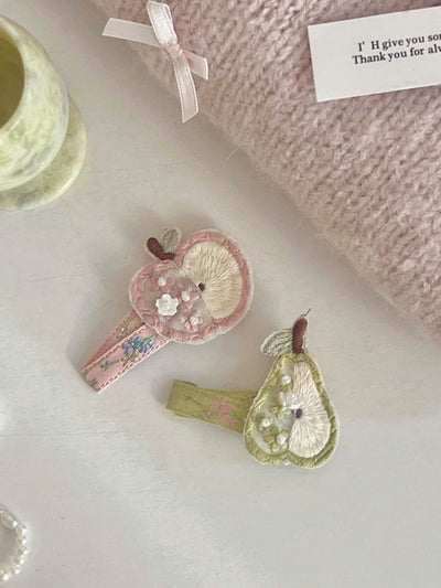 apple & pear hair clip
