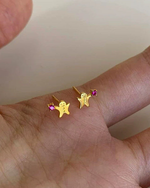gingerbread man mini earrings