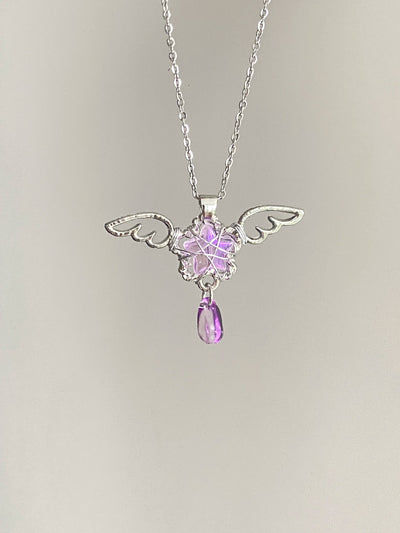 angel wing crystal necklace