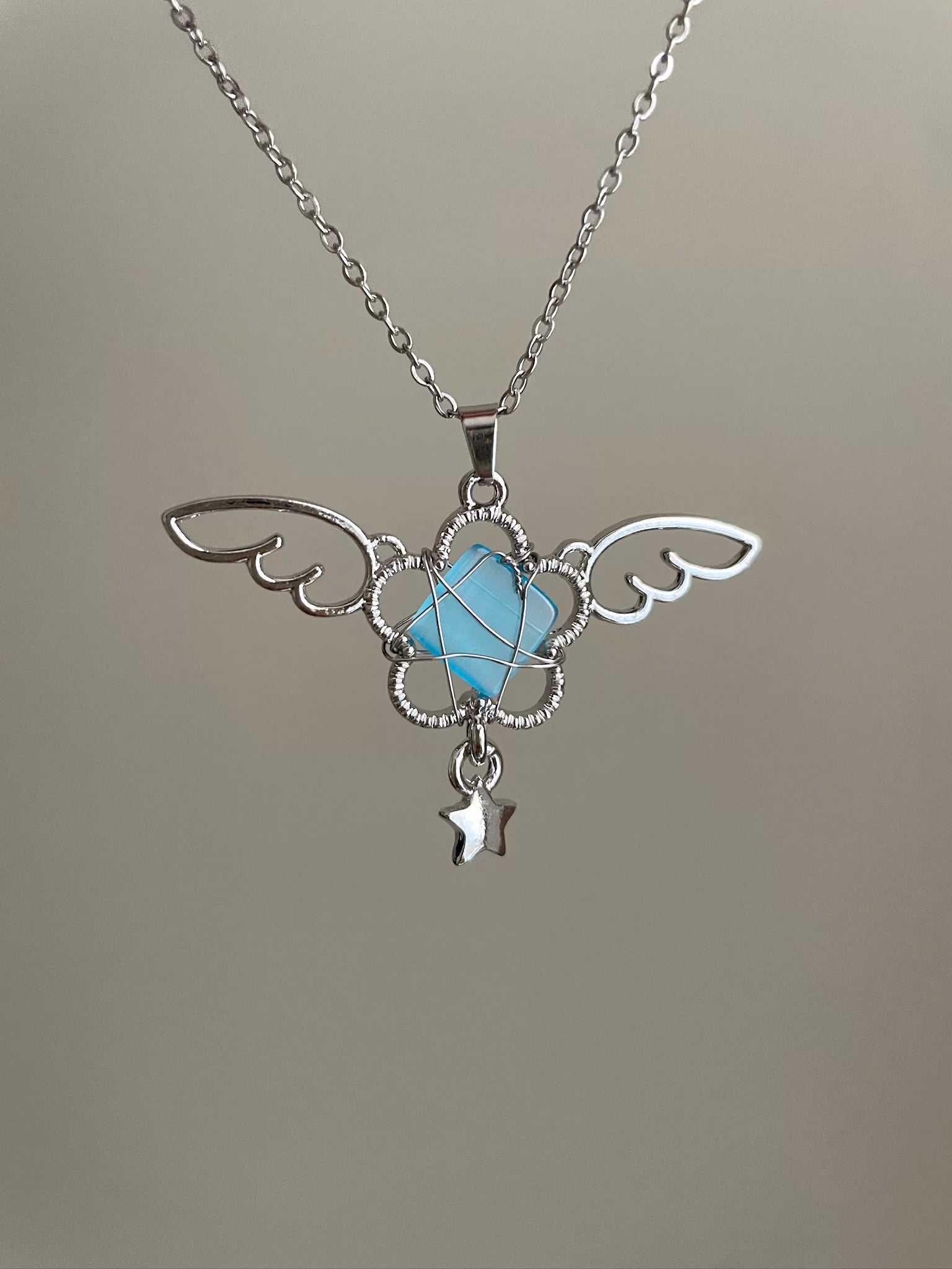 angel wing crystal necklace