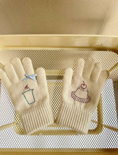 puppy angel bedazzled gloves