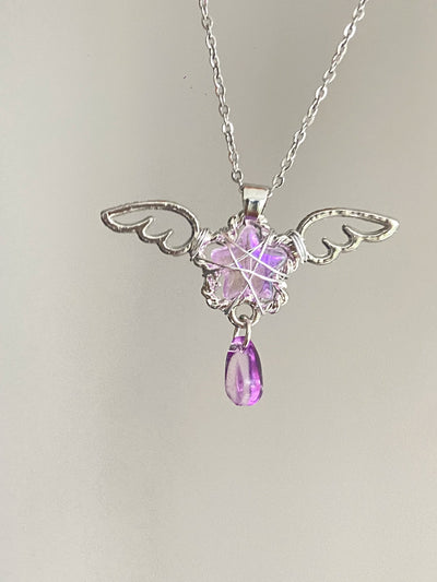 angel wing crystal necklace