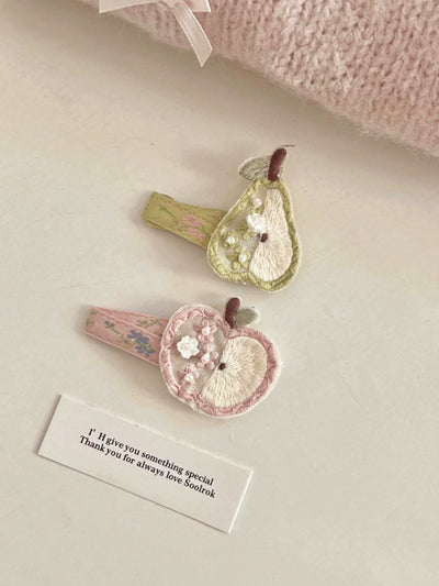 apple & pear hair clip