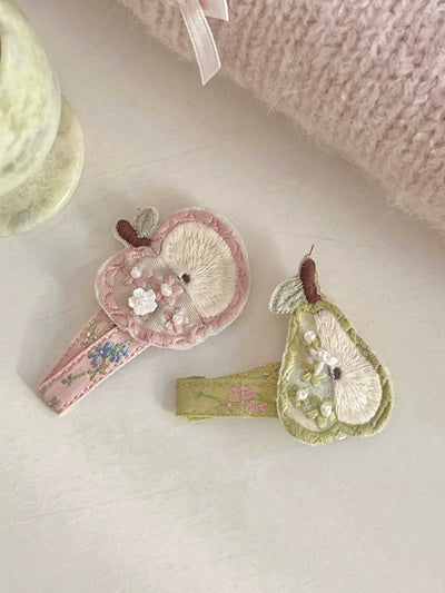 apple & pear hair clip