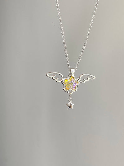 angel wing crystal necklace
