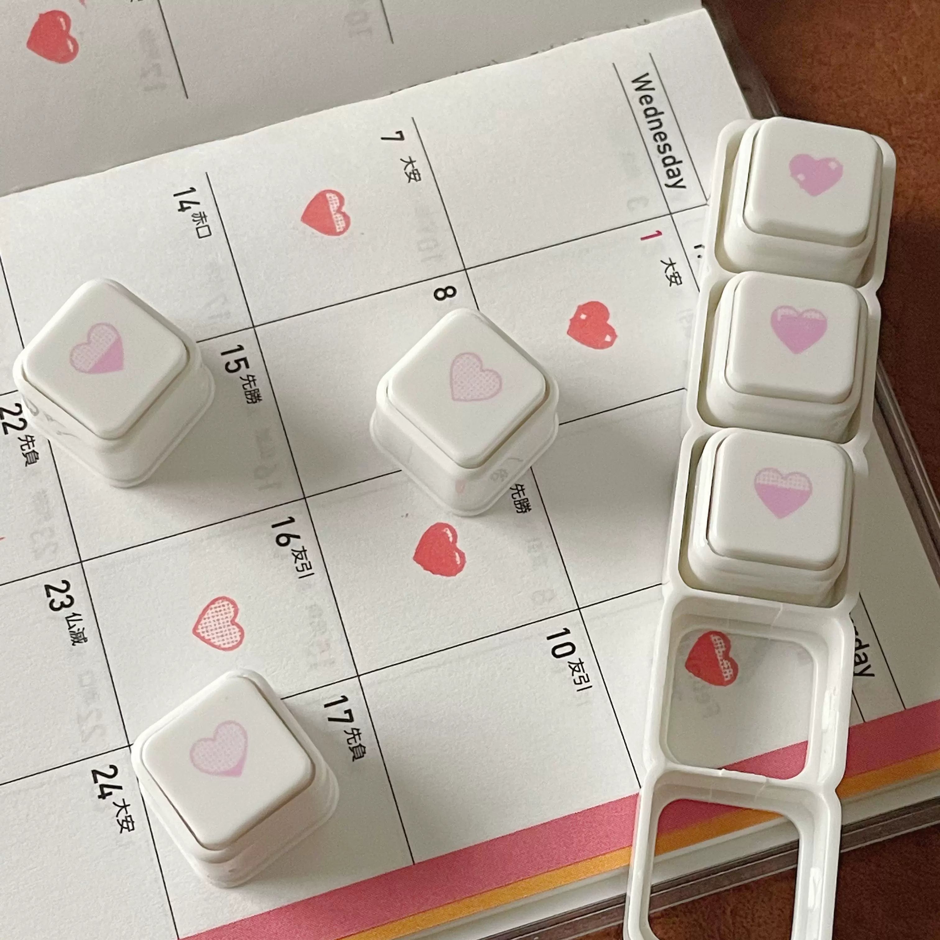 pink heart stamp set