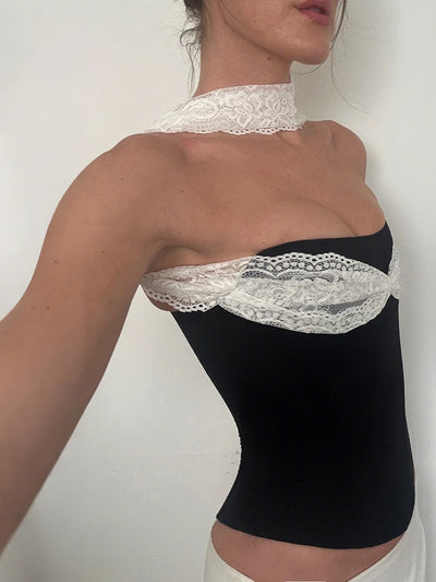 lace halter bandeau top