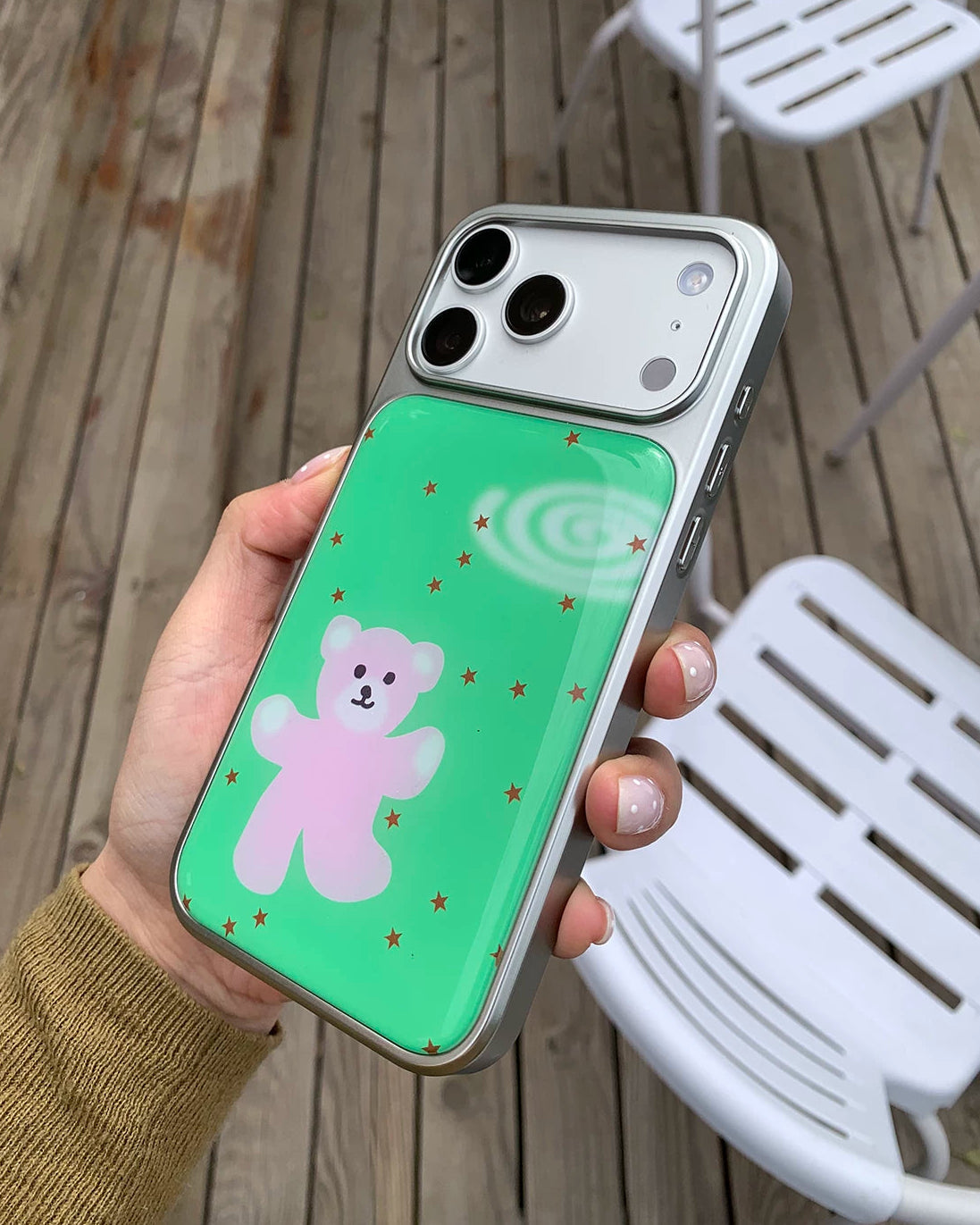 green teddy phone case