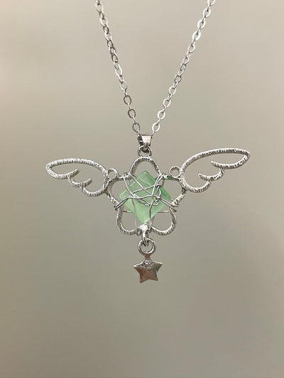 angel wing crystal necklace