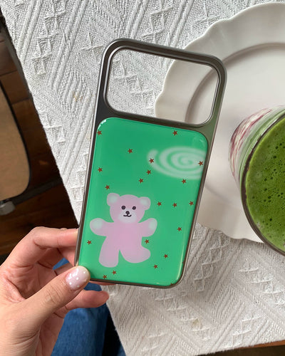 green teddy phone case