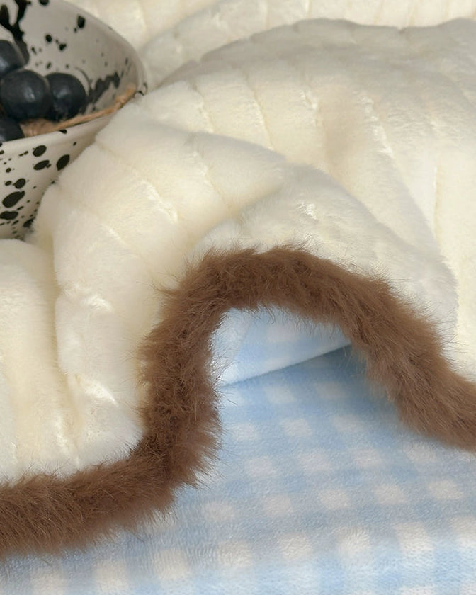 blue plaid plush bedding set