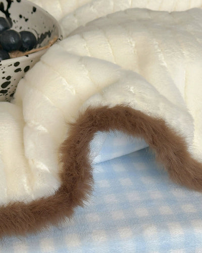 blue plaid plush bedding set