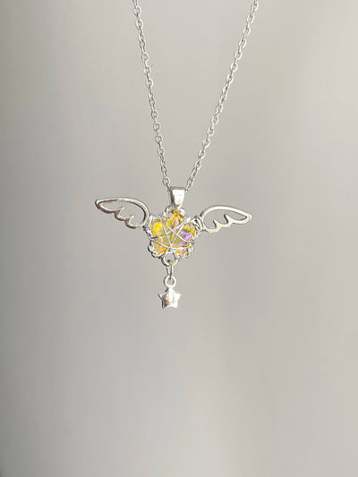 angel wing crystal necklace